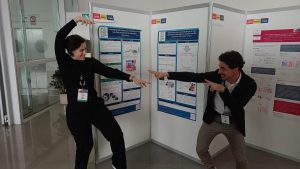 E. Ponzini and A. Duse show their posters during the EVER 2024 congress poster session.