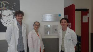 Riccardo Rolandi, Giulia RIzzo and Alessandro Duse at the COMiB entrance