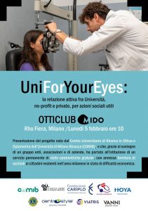 Poster showing the presentation event of UFYE project at Otticlub MIDO 2024