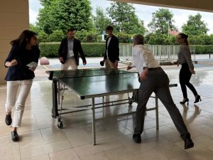 Some attendees play table tennis
